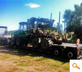 Transport Harvester R�ckewagenim 2-Achs-Tiefbett